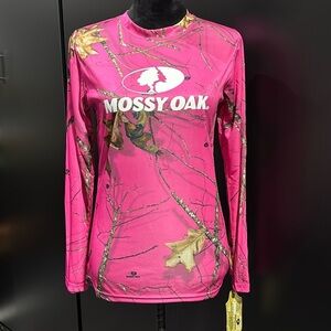 Mossy Oak Elements Camo Print,round neck,long sleeve logo graphic 100% polyester